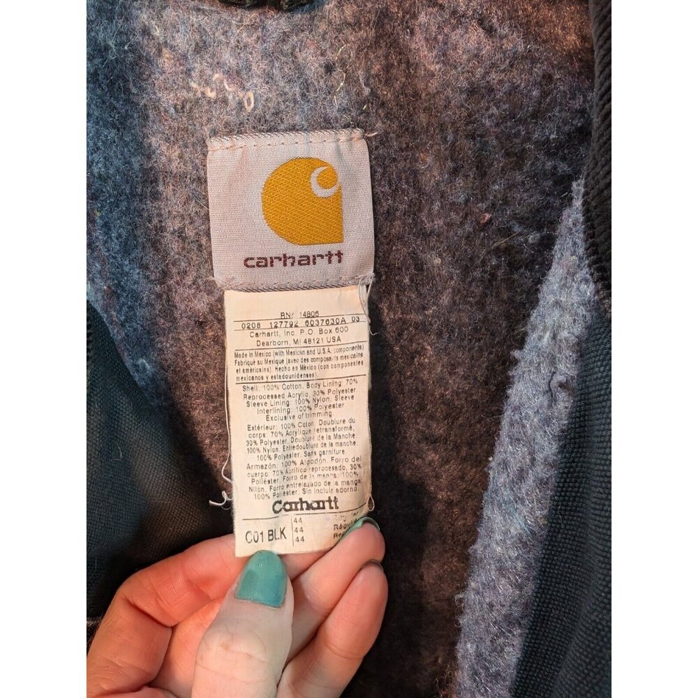 Vtg Carhartt C01 Blanket Lined Coat Jacket Mens 44 Black Union USA Embroidered - Picture 10 of 10